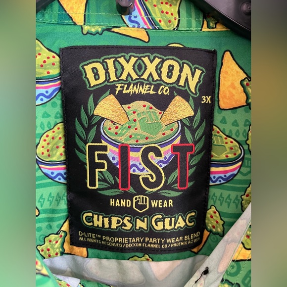 Dixxon Flannel x FIST Chips N‎ Guac Party Wear Short Sleeve Shirt Green Mens 3X - Picture 5 of 13